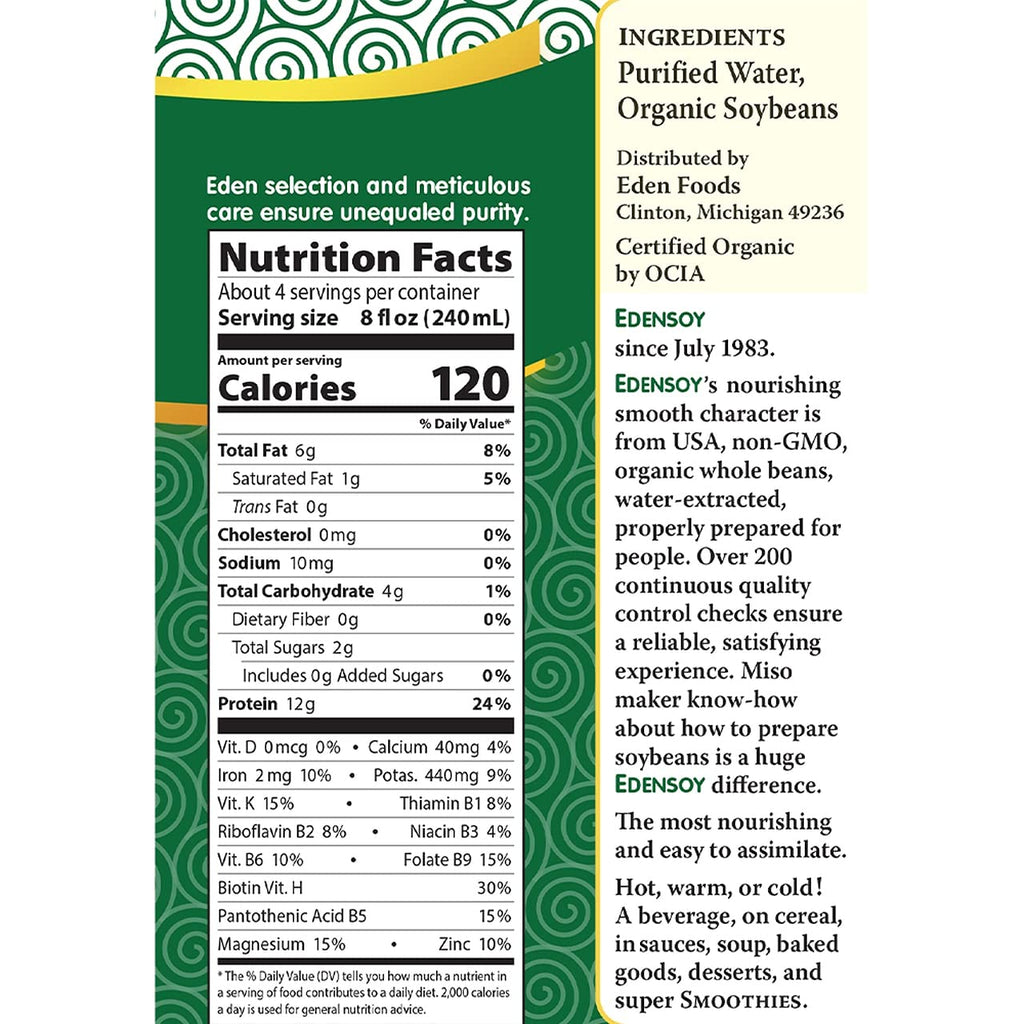 Edensoy Unsweetened Organic Soymilk Non-GMO - 32 fl oz - image 2