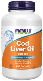 NOW Cod Liver Oil 650 mg with Vitamins A & D-3 - 250 Softgels