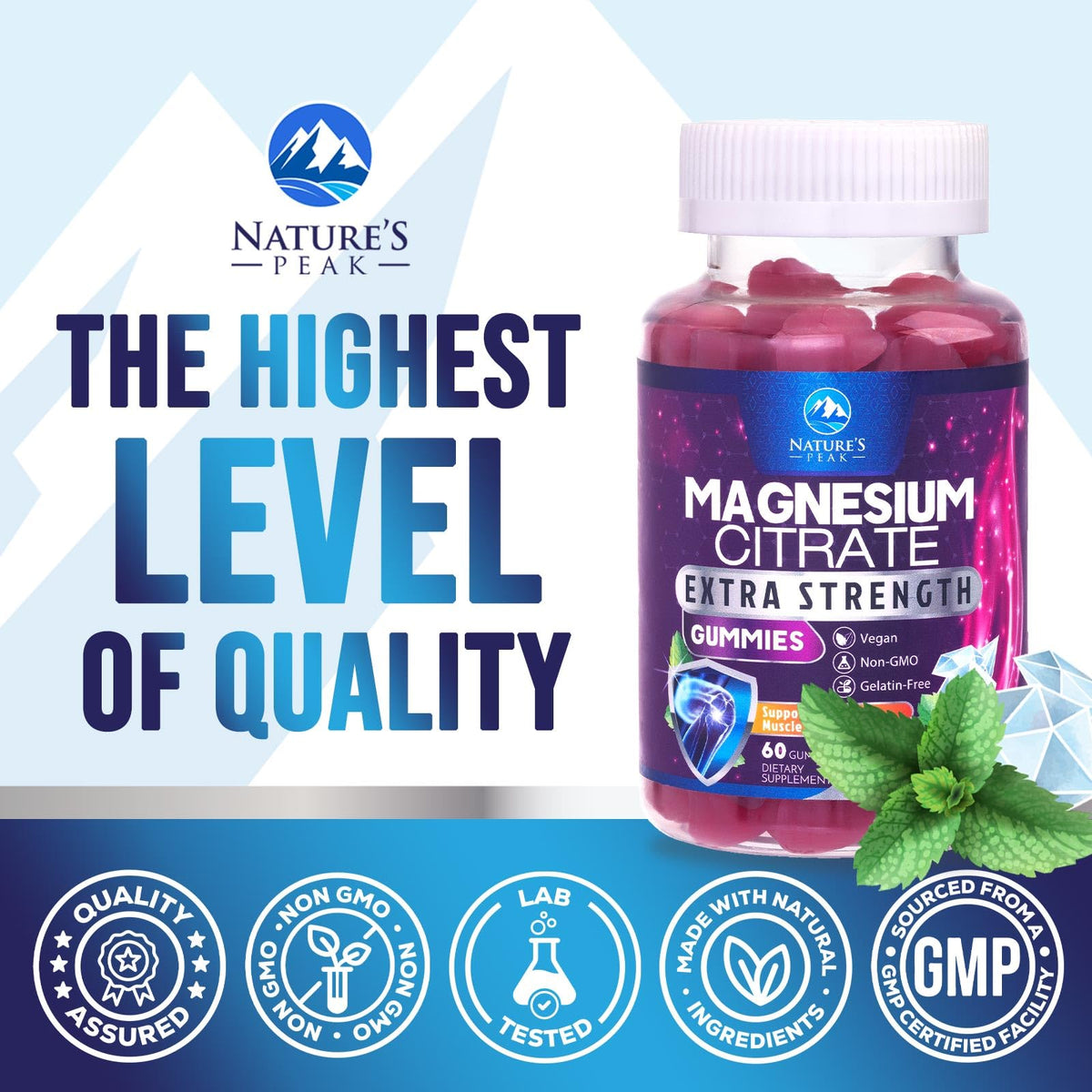 Nature's Peak Magnesium Citrate Gummies - High Absorption Magnesium