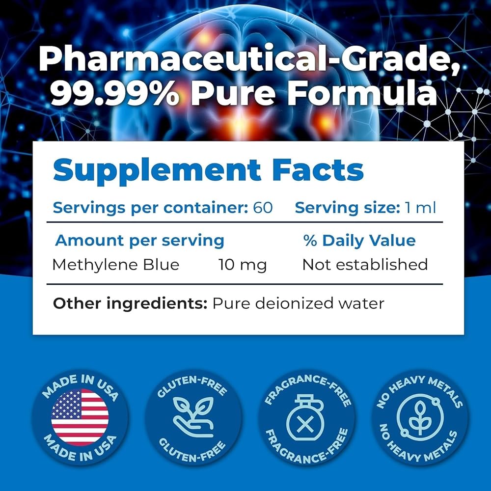 HelloPharmacist Methylene Blue 1% Liquid Brain Support - 2 oz - image 2