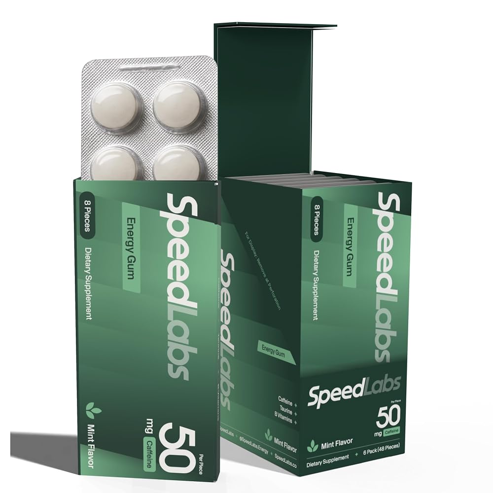 Speed Labs 50mg Caffeinated Energy Gum Mint - 48 Pieces