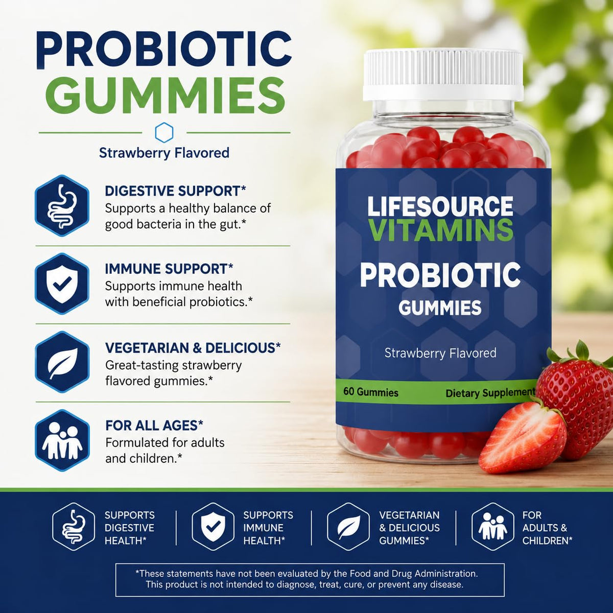 LifeSource Vitamins Organic Probiotic Gummies - 60 Gummies - image 2