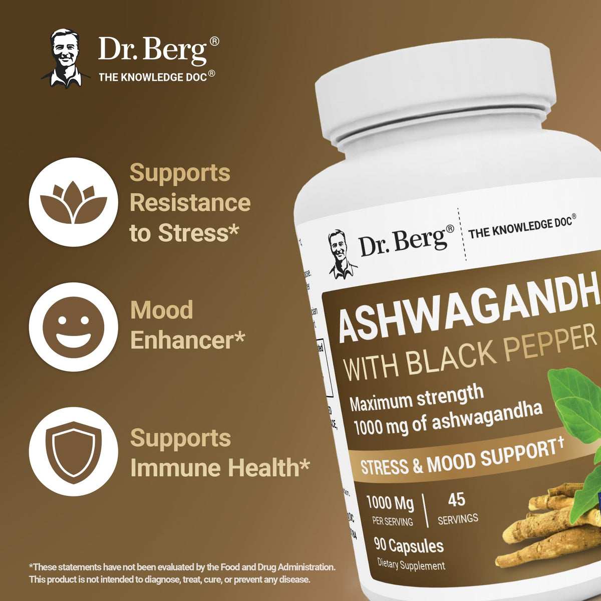 Dr. Berg Ashwagandha Capsules 1000mg with Bioperine - 90 Capsules - image 3
