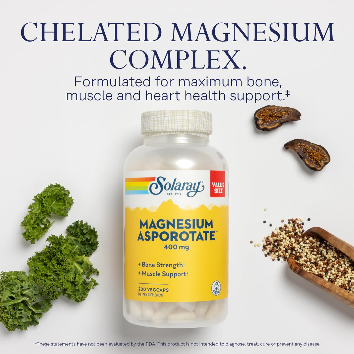 Solaray Magnesium Asporotate 400 mg - 200 Vegetarian Capsules - image 3