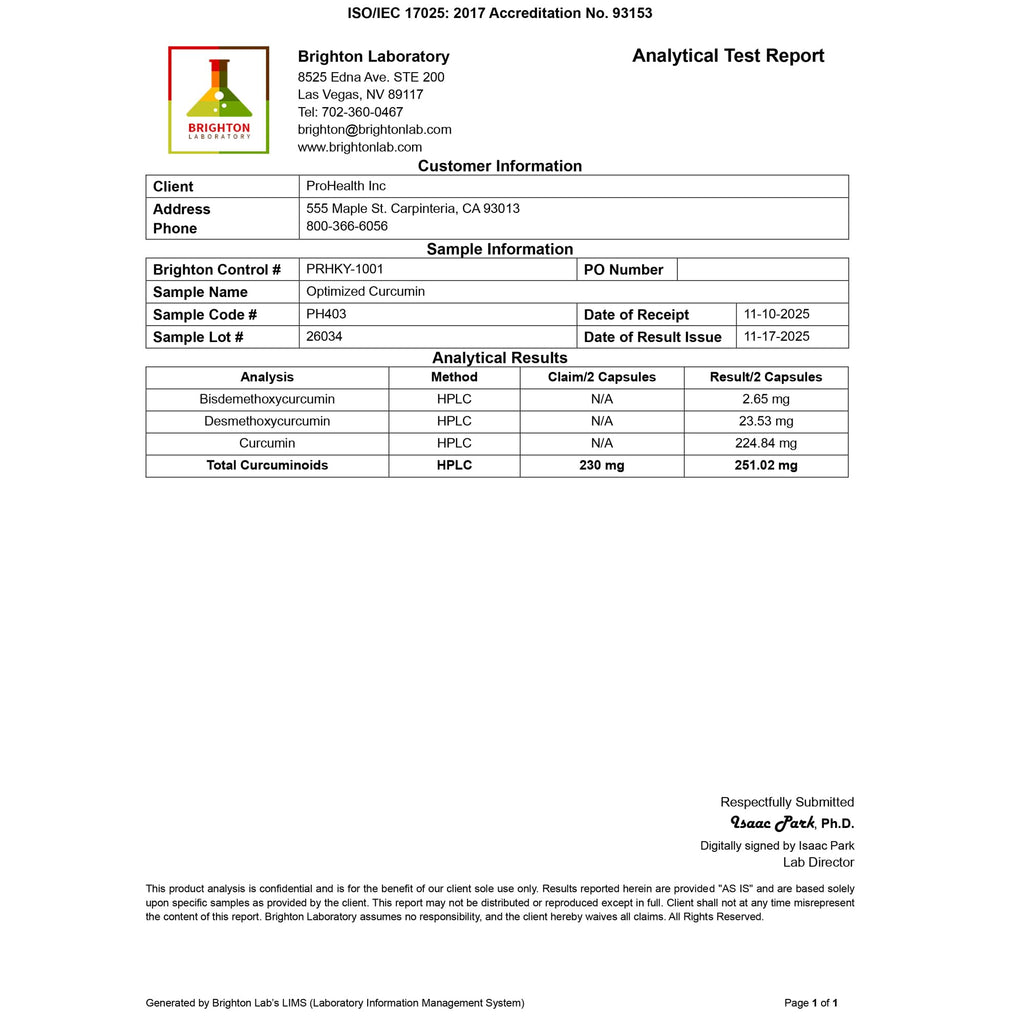 ProHealth Optimized Curcumin Longvida