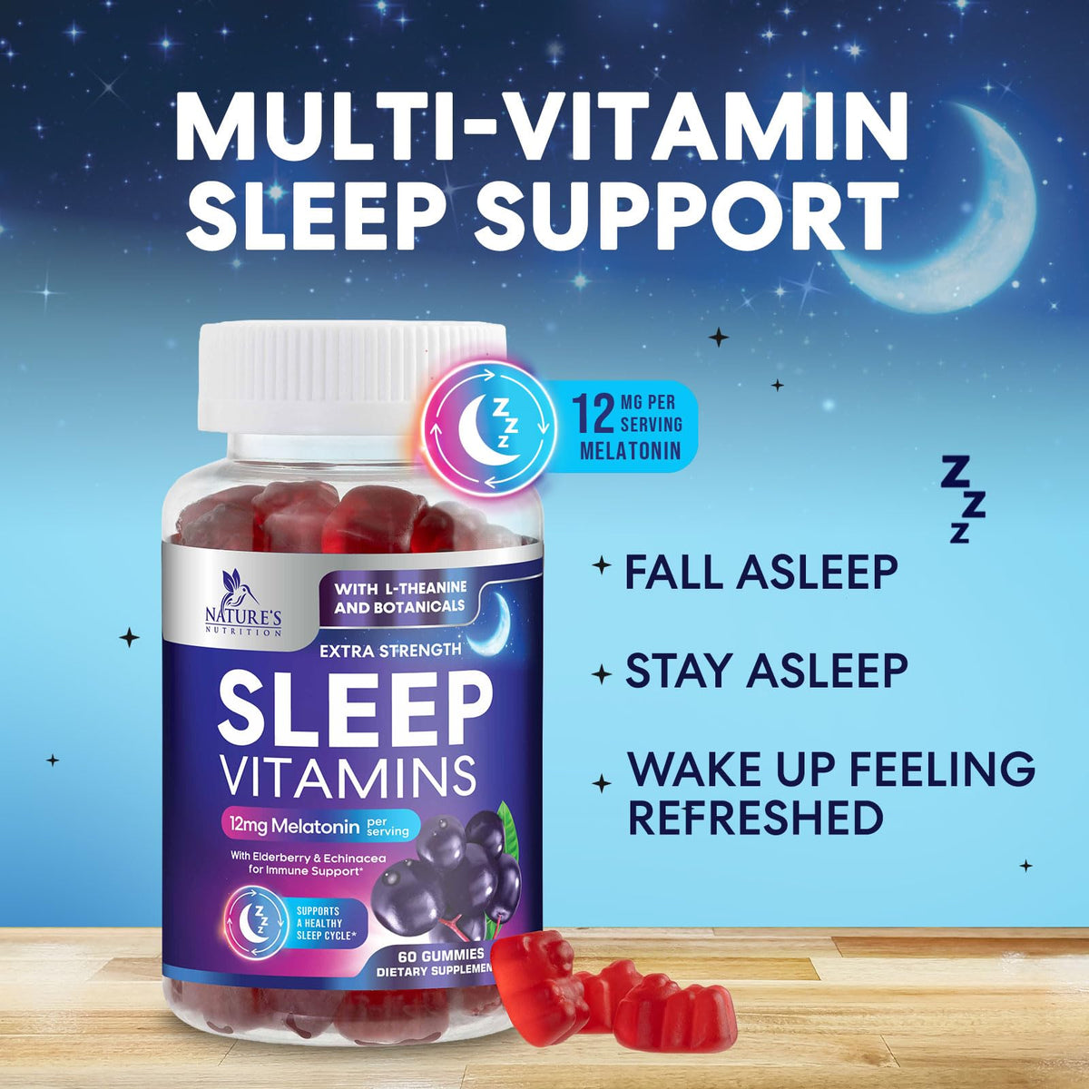Nature's Nutrition Sleep Gummies 12 mg Melatonin - 60 Gummies - image 5