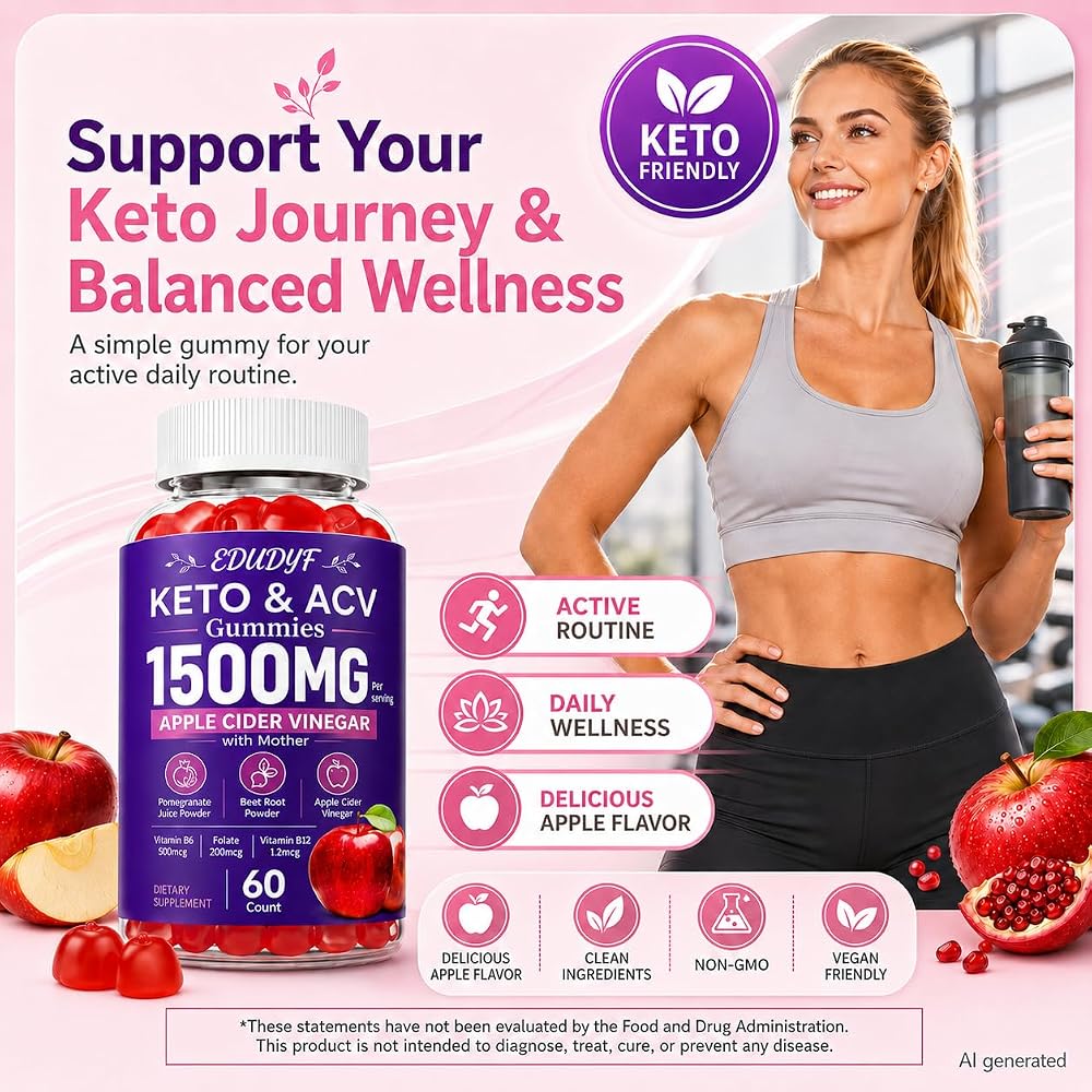 EDUDYF KETO & ACV Gummies 1500mg Apple Cider Vinegar - 60 Count - image 2