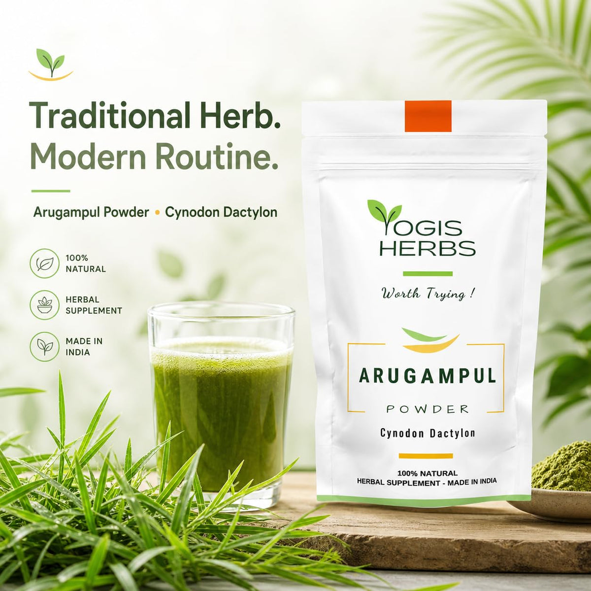 YOGIS HERBS Arugampul Powder Bermuda Grass - 16 Ounce - image 2