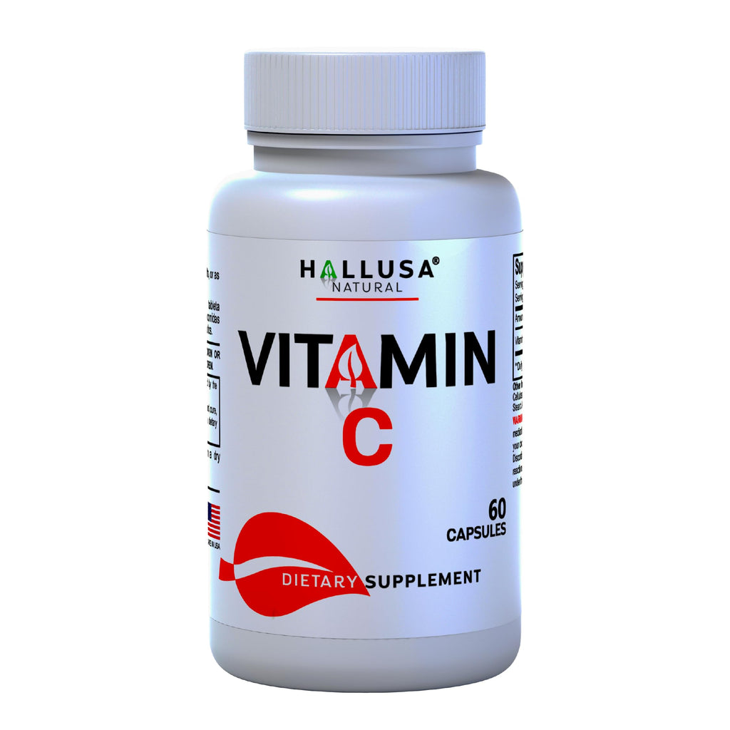Hallusa Natural Vitamin C 1000mg Immune & Antioxidant Support - 60 Capsules