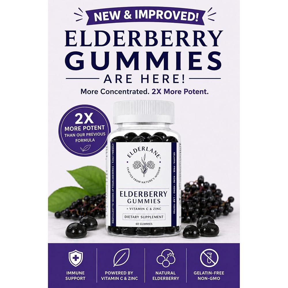 Elderlane Elderberry Gummies with Vitamin C & Zinc - 60 Gummies - image 2