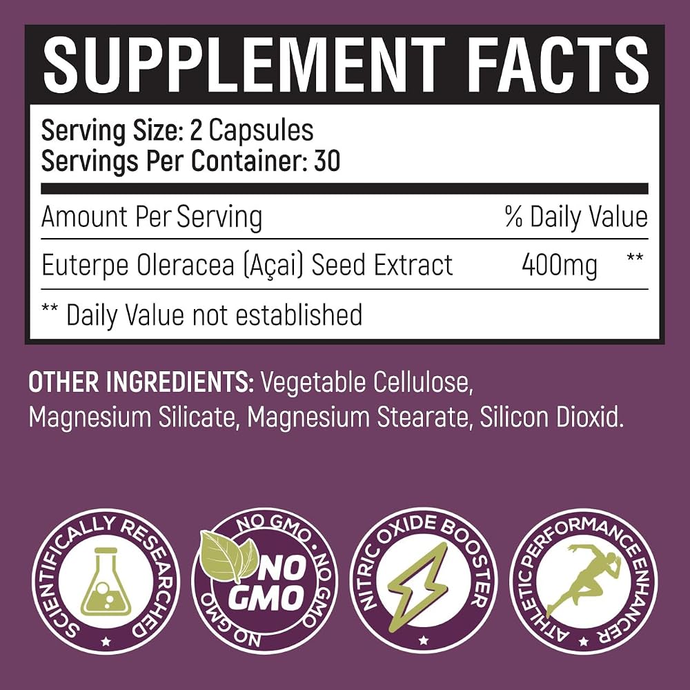 Power Seed Acai Nitric Oxide Booster - 60 Capsules - image 4