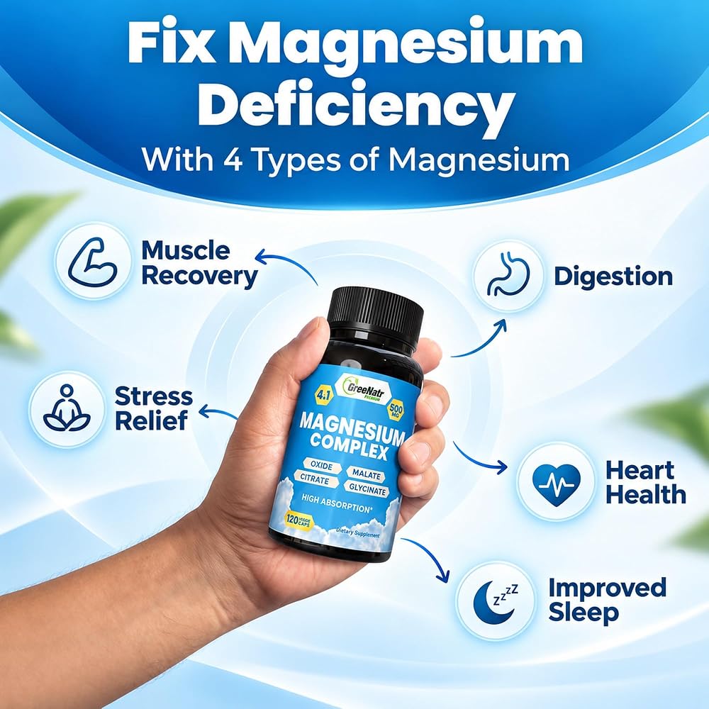 GreeNatr Magnesium Supplement 4-in-1 Blend - 120 Capsules - image 2