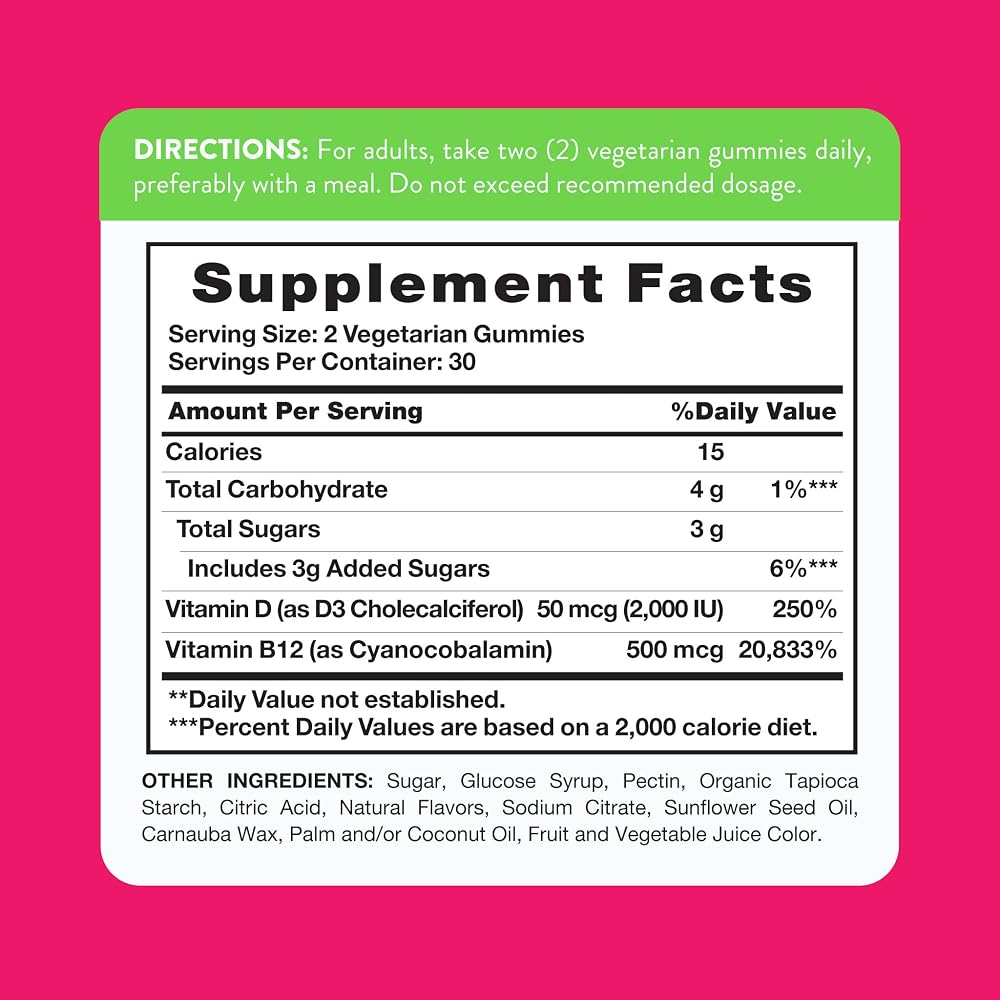 Nature's Truth Vitamin D3 and B12 Gummies for Adults - 60 Count - image 2