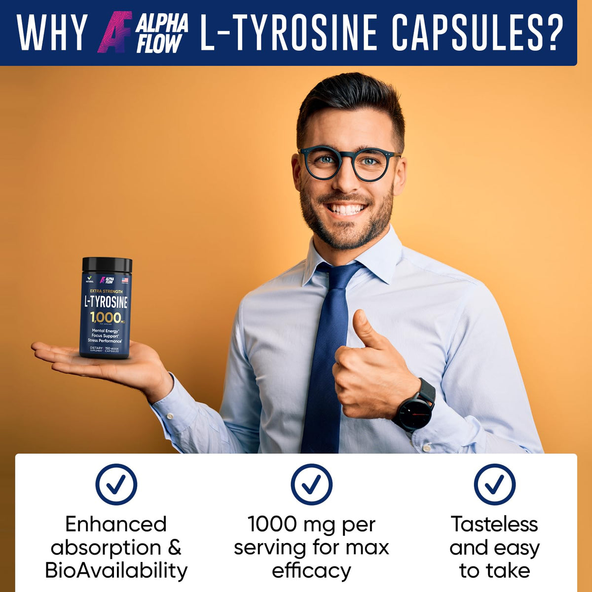 Alpha Flow L-Tyrosine Capsules - 150 Capsules - image 7