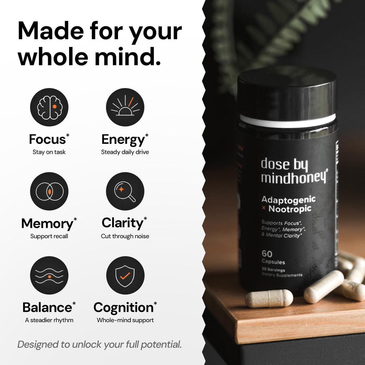 MINDHONEY DOSE Daily Nootropic Brain Supplement - 60 Capsules - image 5
