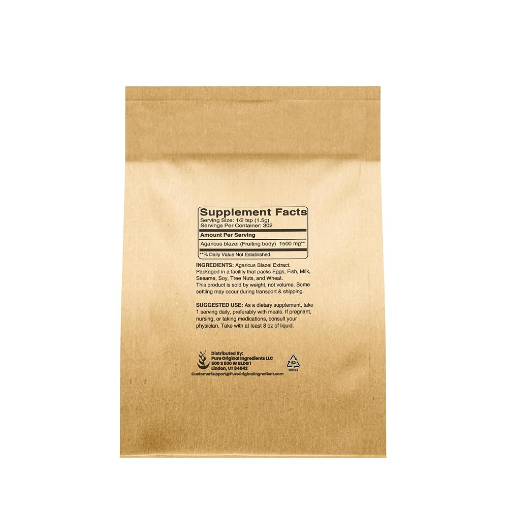PURE ORIGINAL INGREDIENTS Agaricus Extract Mushroom Powder - 1 Lb - image 2