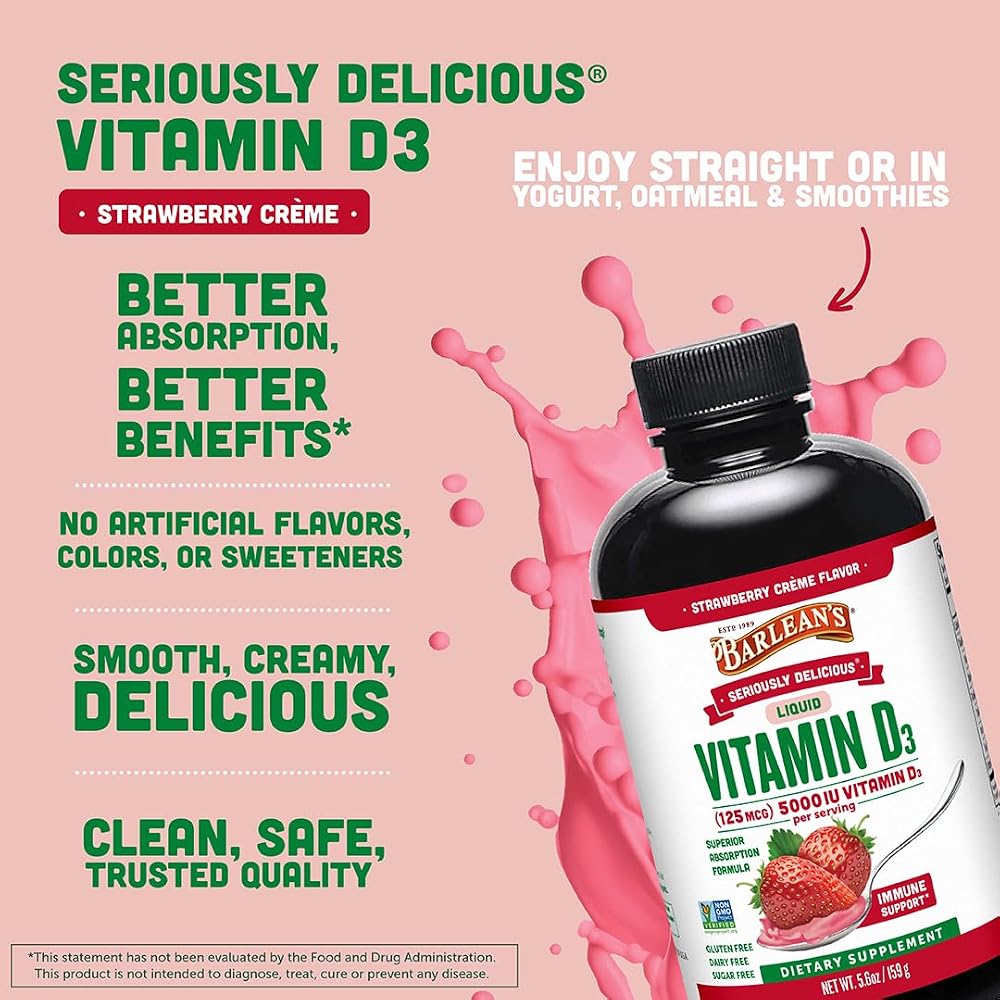 Barlean's Liquid Vitamin D3 & K2, Non-GMO, 5.6oz, 2-Pack