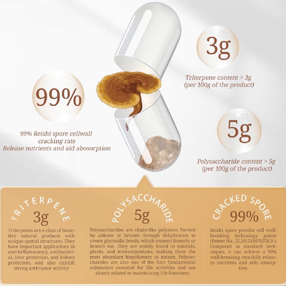 Generic Reishi Mushroom Organic Immune Support - 120 Capsules - image 3