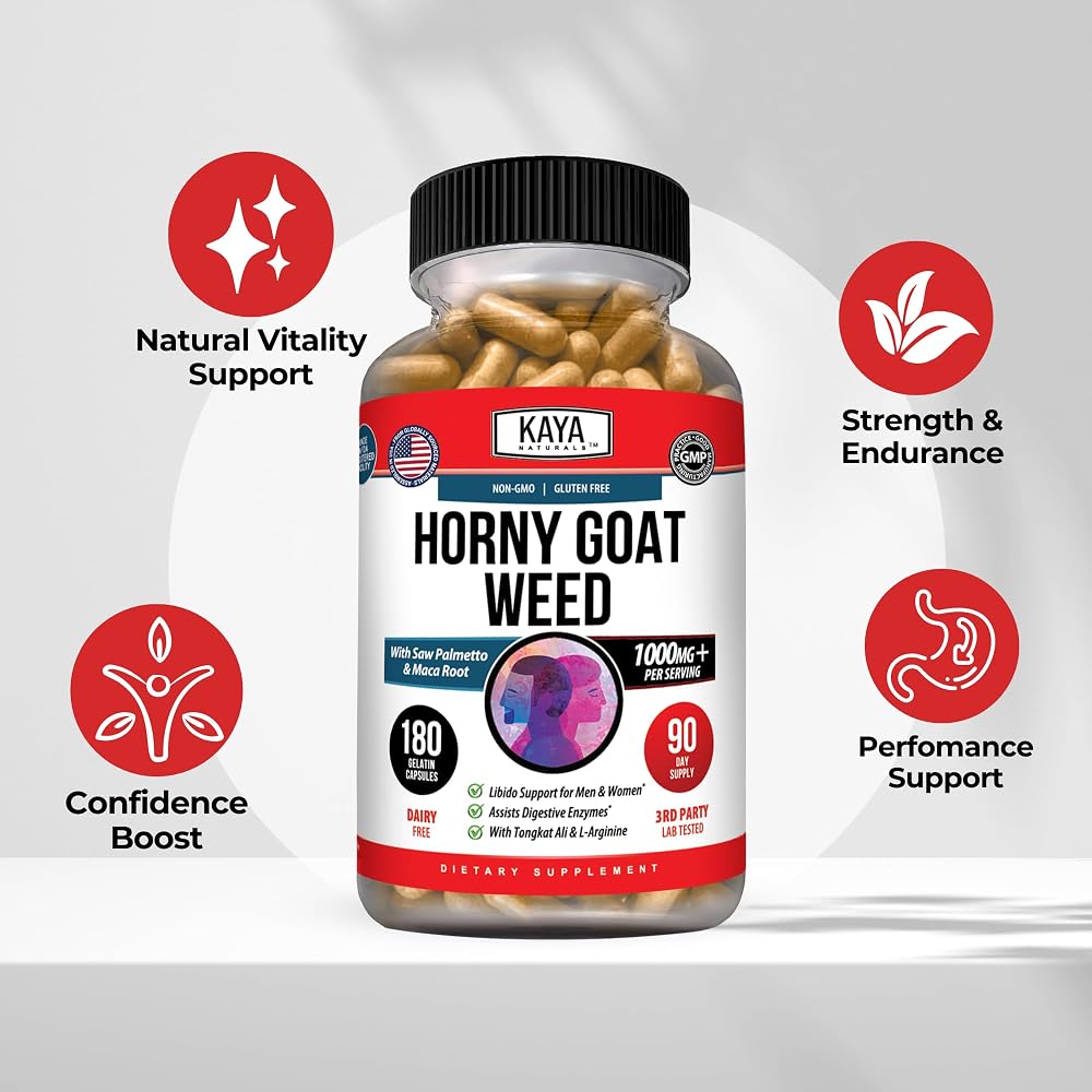 Kaya Naturals Horny Goat Weed Extract - 180 Capsules - image 4