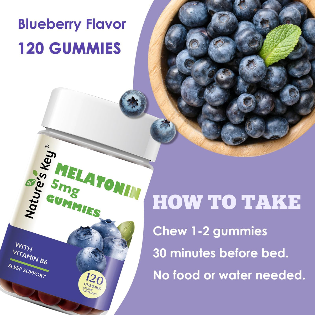 Nature's Key Melatonin 5mg Gummies with Vitamin B6 - 120 Count - image 3