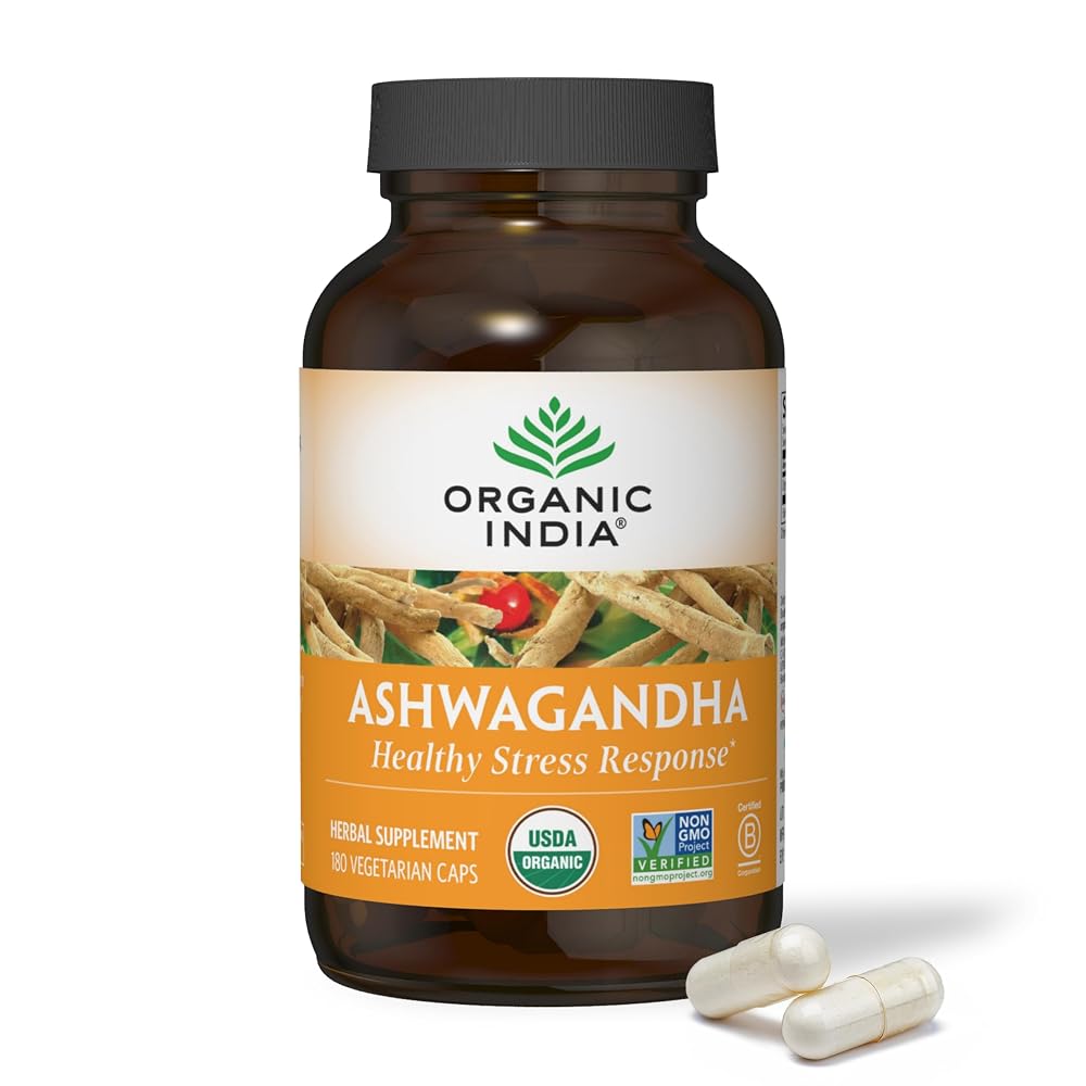 ORGANIC INDIA Ashwagandha Capsules for Stress Relief - 180 Capsules