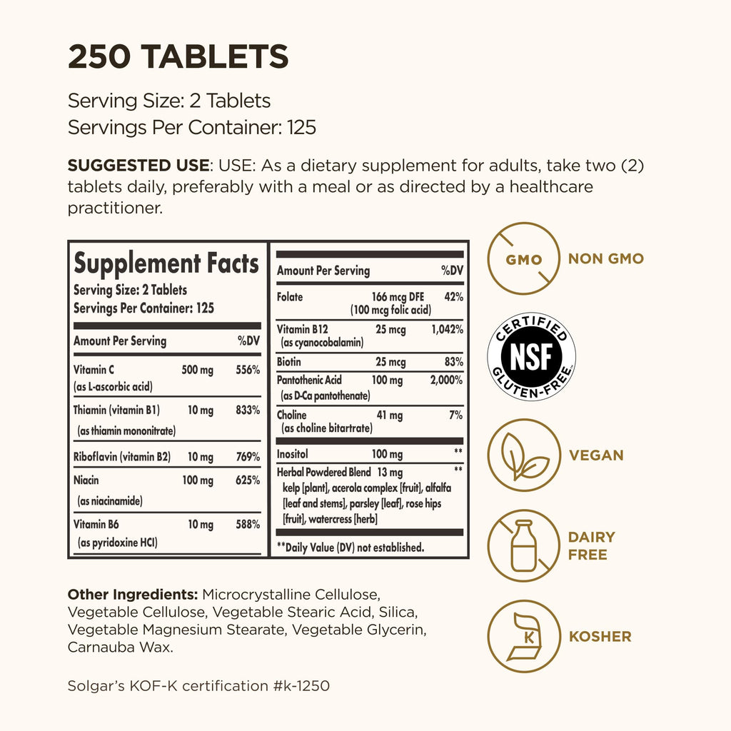 Solgar B-Complex with Vitamin C Stress Formula Tablets