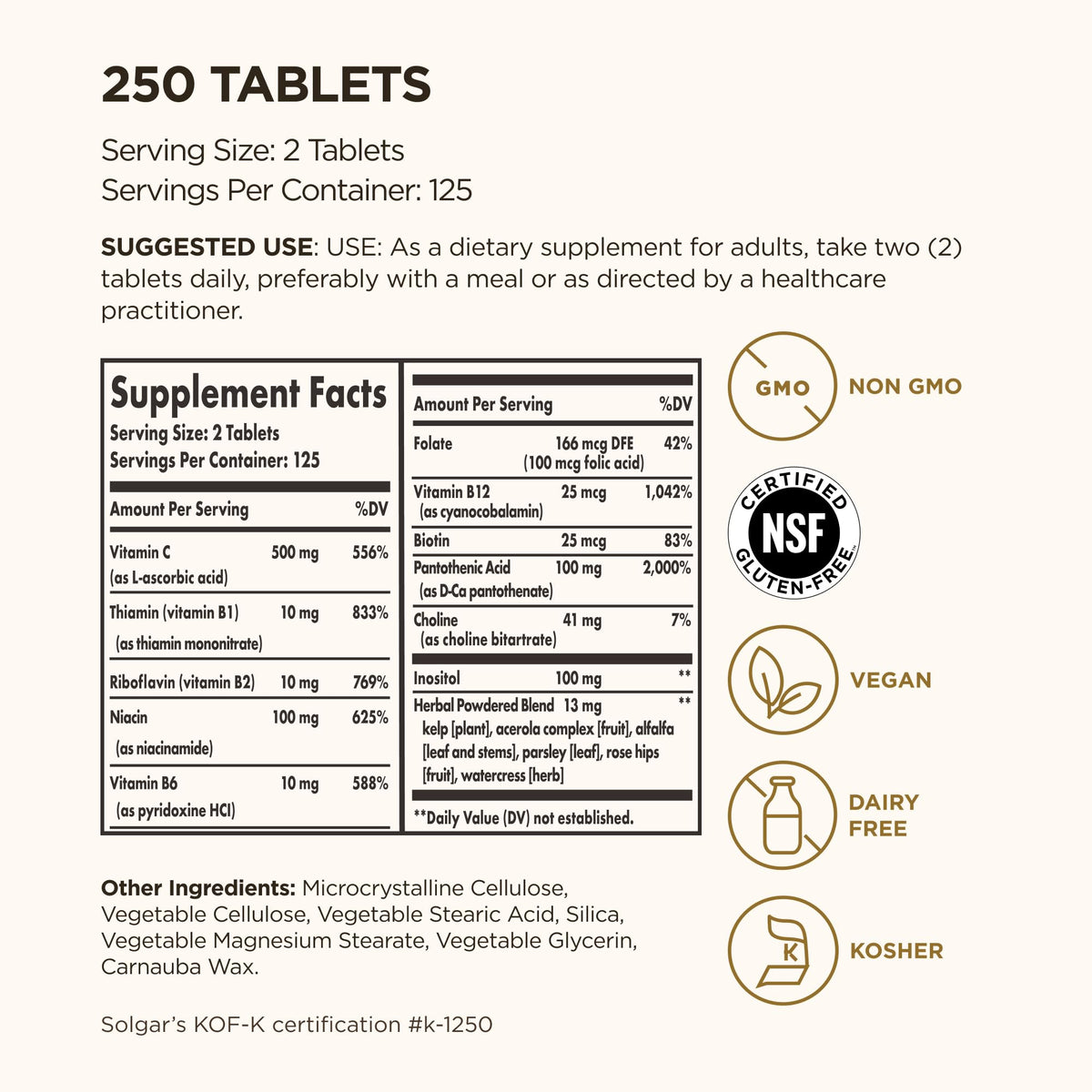 Solgar B-Complex with Vitamin C Stress Formula Tablets