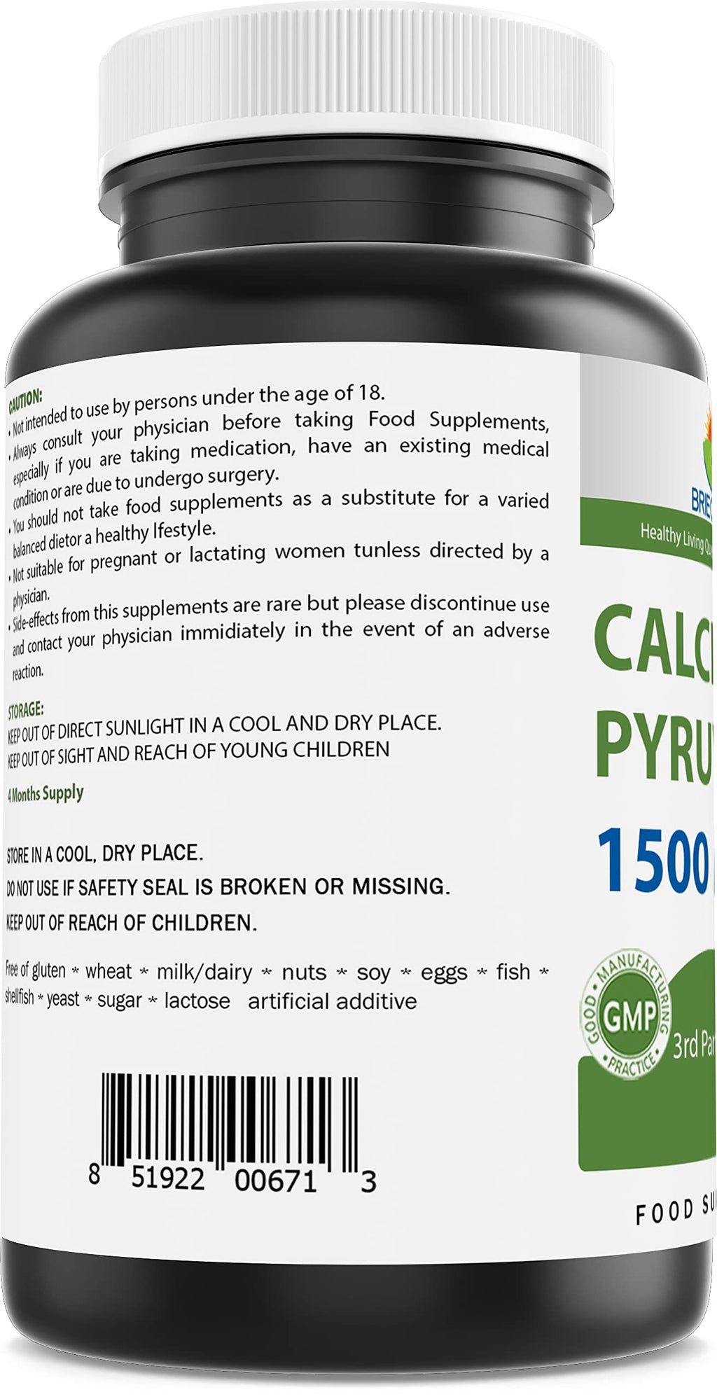 Brieofood Calcium Pyruvate 1500mg - 240 Vegetarian Capsules - image 9