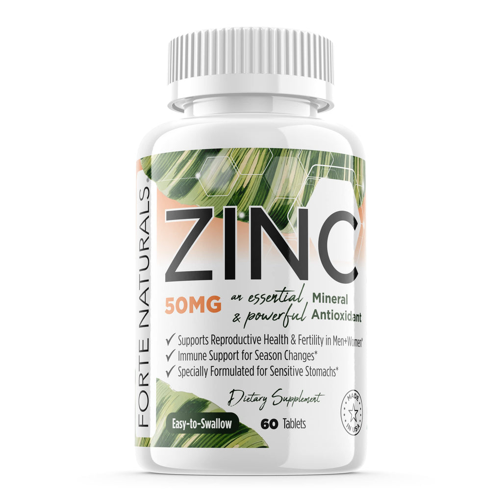 FORTE NATURALS Zinc 50mg Tablets for Sensitive Stomachs - 60 Tablets