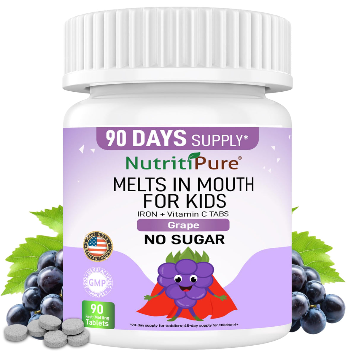 NutritiPure Iron 65 mg with Vitamin C 270 mg - Tablet in Orange Flavor