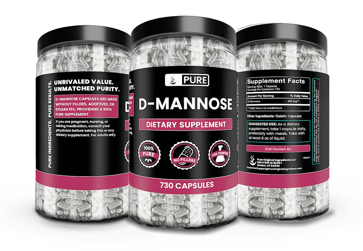 PURE ORIGINAL INGREDIENTS D-Mannose - 730 Capsules - image 4