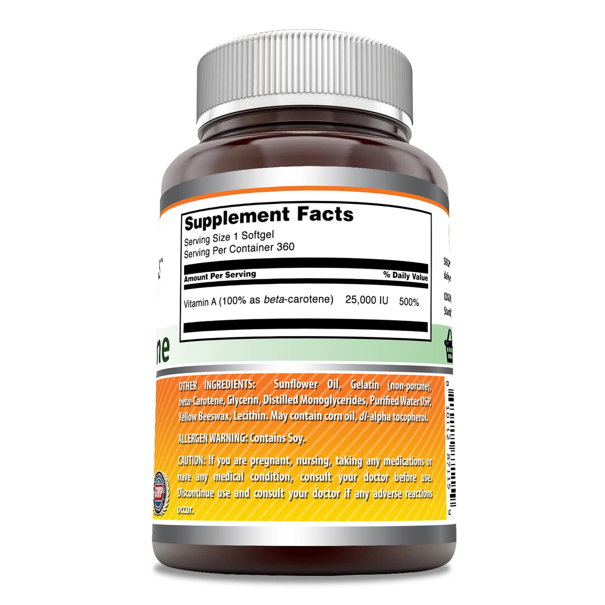 Amazing Nutrition Beta Carotene 25000 IU - 360 Softgels - image 2