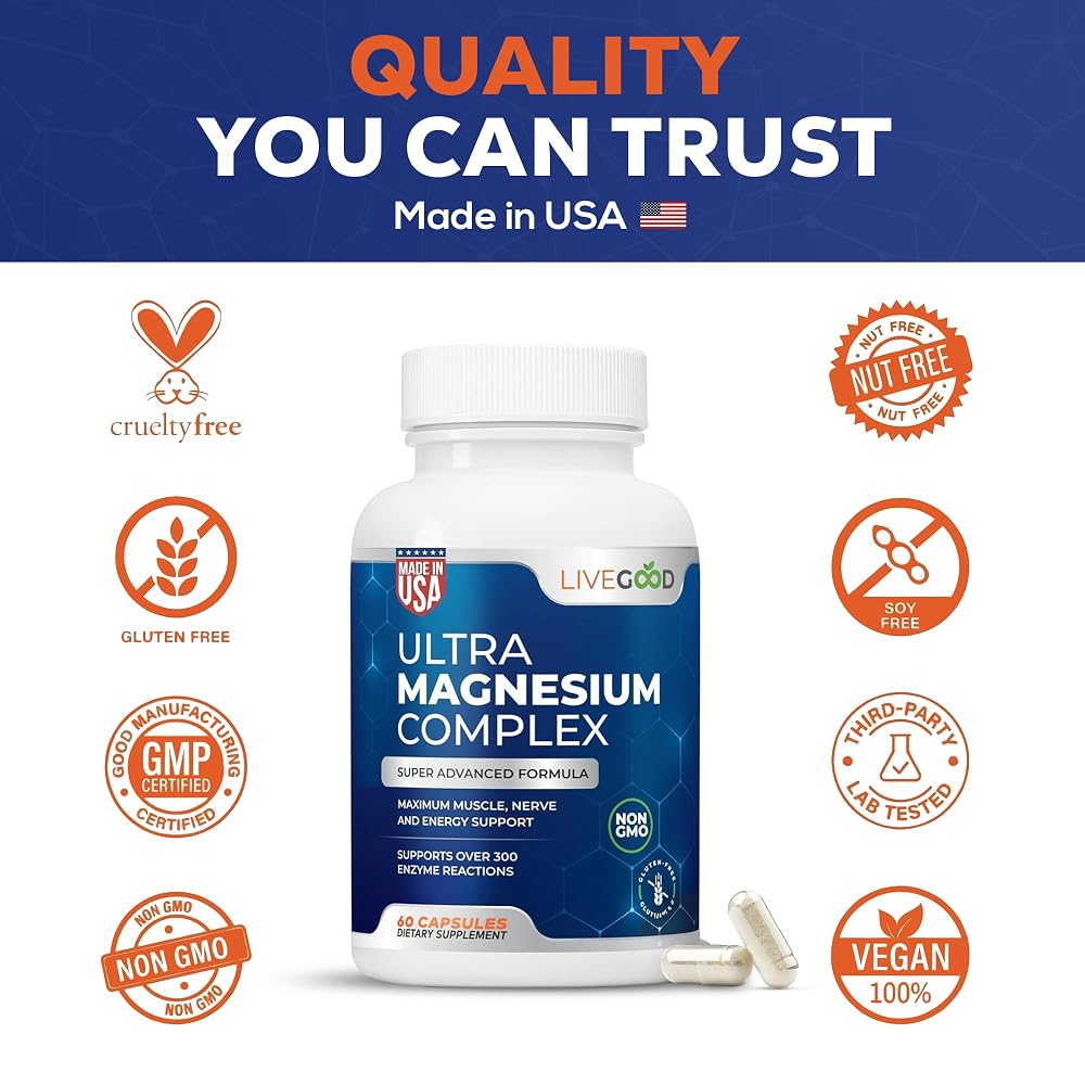 LiveGood Organic Ultra Magnesium Glycinate & Gluconate - 60 Capsules - image 2