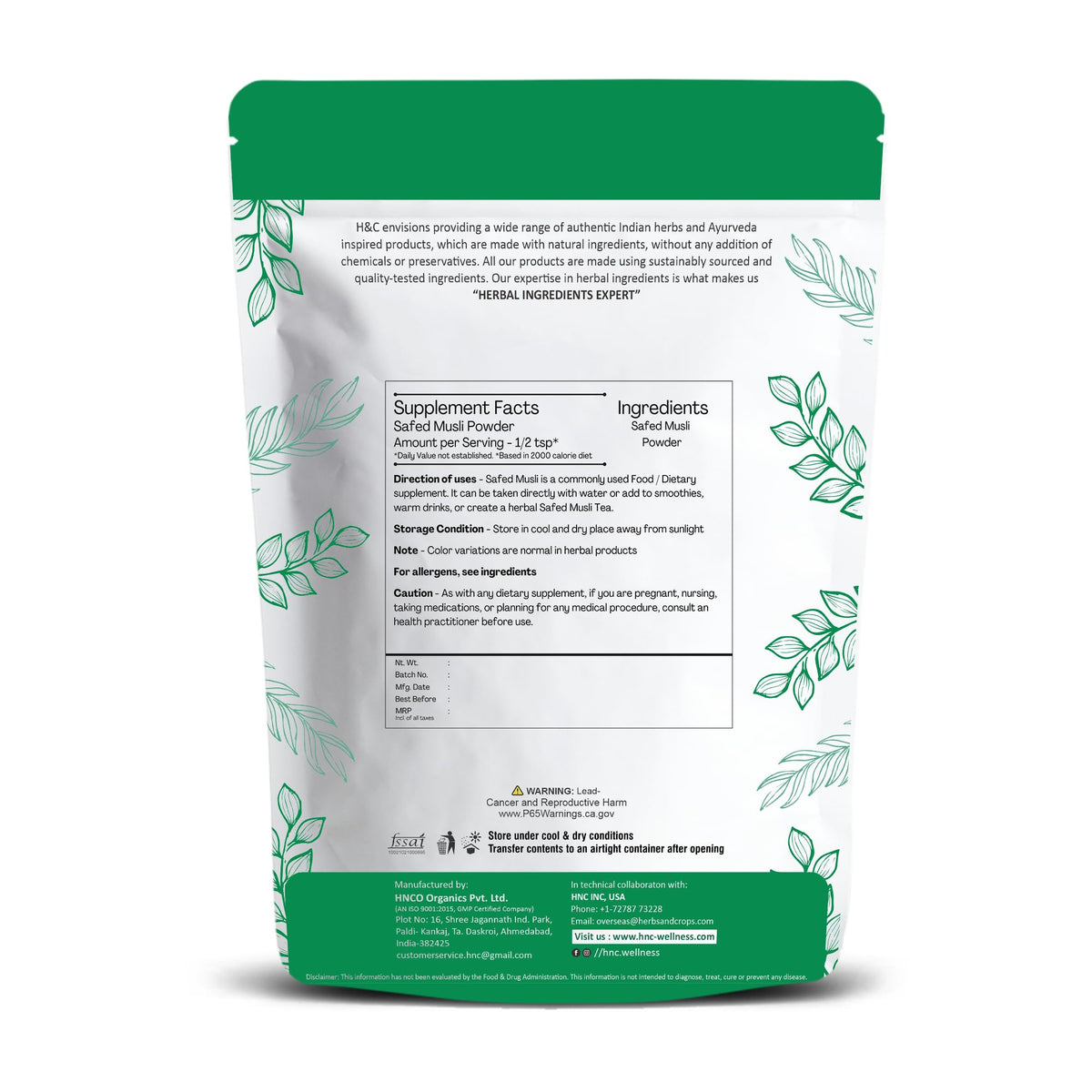 H&C Safed Musli Powder - 227g - image 2