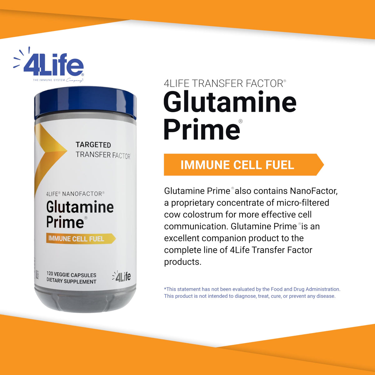 4Life Transfer Factor Glutamine Prime Immune Support - 120 Capsules - image 3
