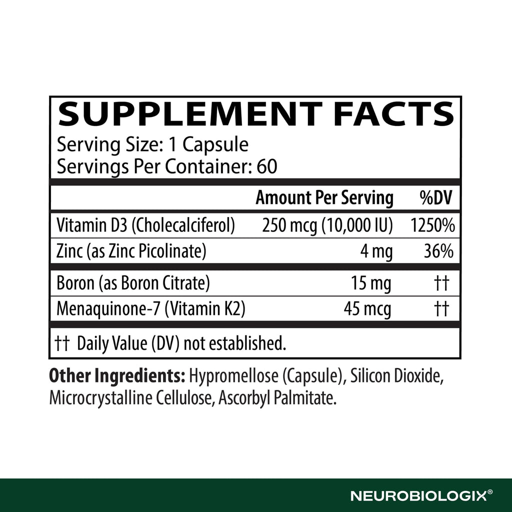 Neurobiologix Vitamin D3 + K2 10,000 IU - 60 Capsules - image 3