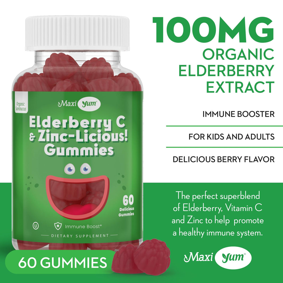 Maxi Health Elderberry Zinc Gummies Immune Support - 60 Gummies - image 3