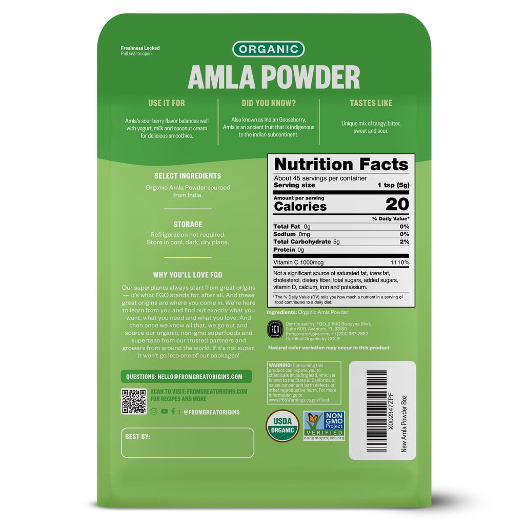 FGO Organic Amla Powder Indian Gooseberry Vitamin C - 8oz - image 2