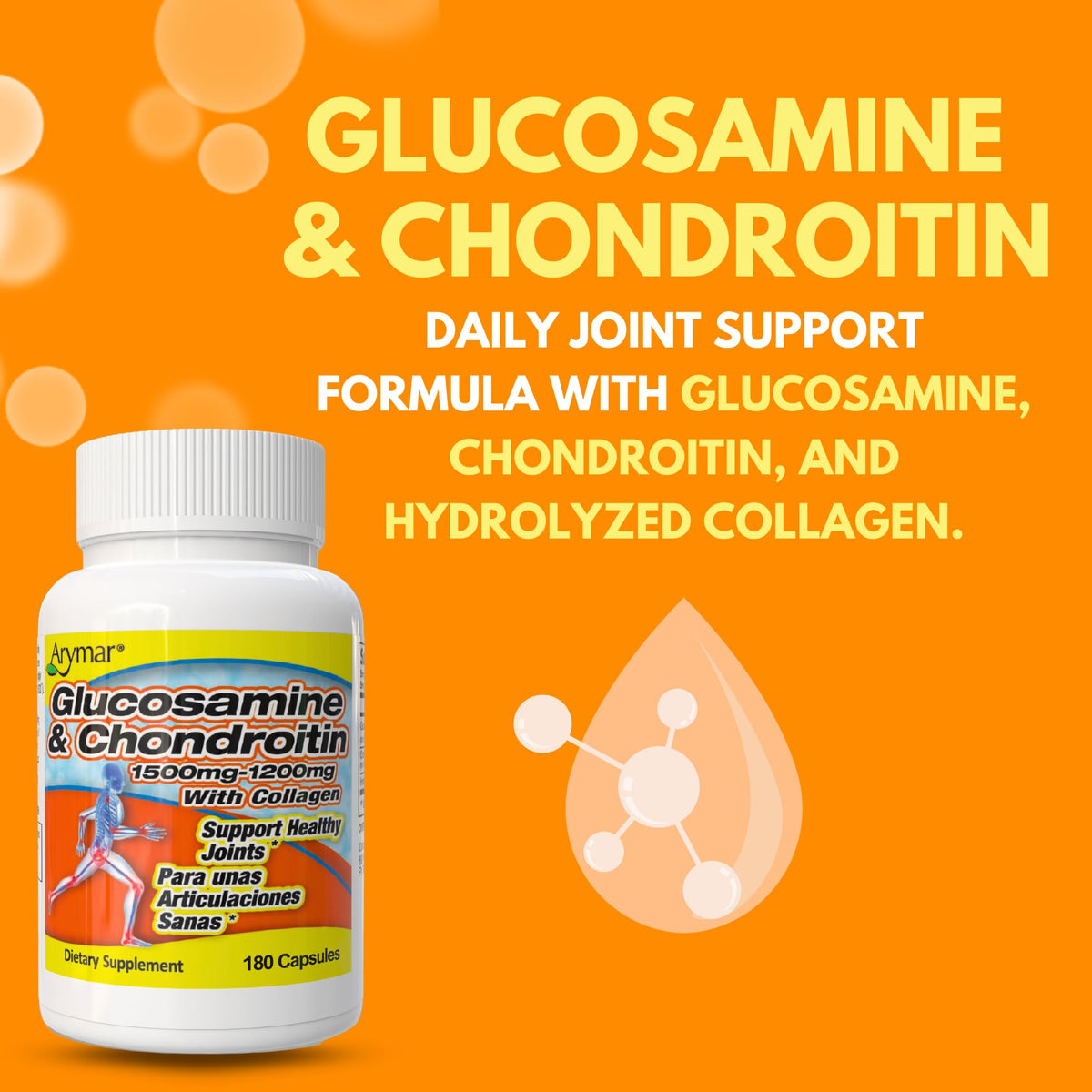 Arymar Glucosamine 1500mg & Chondroitin 1200mg with Collagen - 90 Capsules - image 5