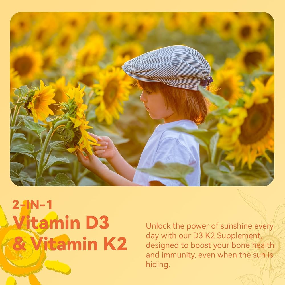 DIATMOON Vitamin D3 K2 Supplement Softgels
