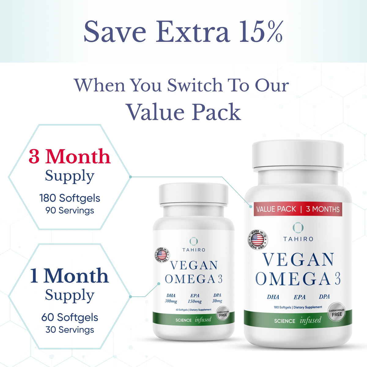 TAHIRO Vegan Omega-3 Softgels for Brain Health - 180 Count - image 5