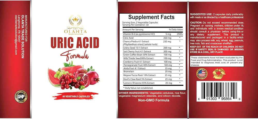 OLANTA TRADE SOLUTION Uric Acid Cleanse Formula - 60 Capsules - image 6
