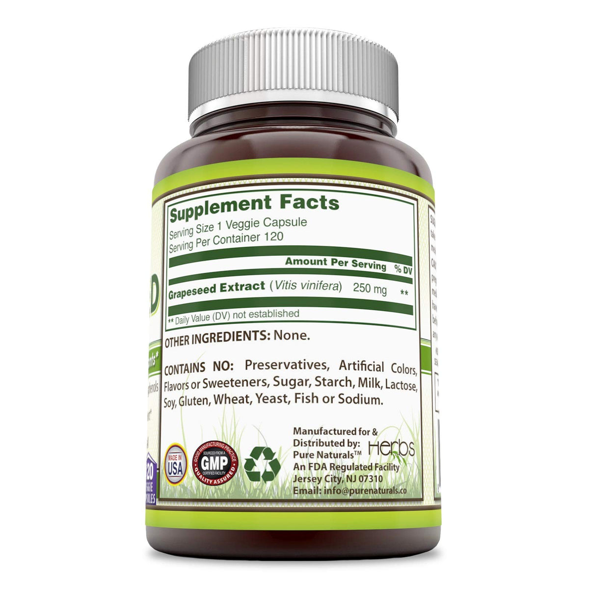 Pure Naturals Grapeseed Extract 250mg - 120 Capsules - image 3