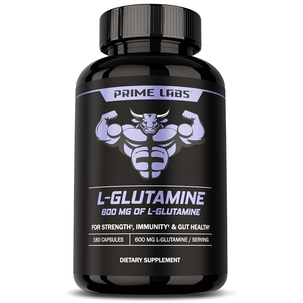Prime Labs L-Glutamine 600 mg Capsules - 180 Count