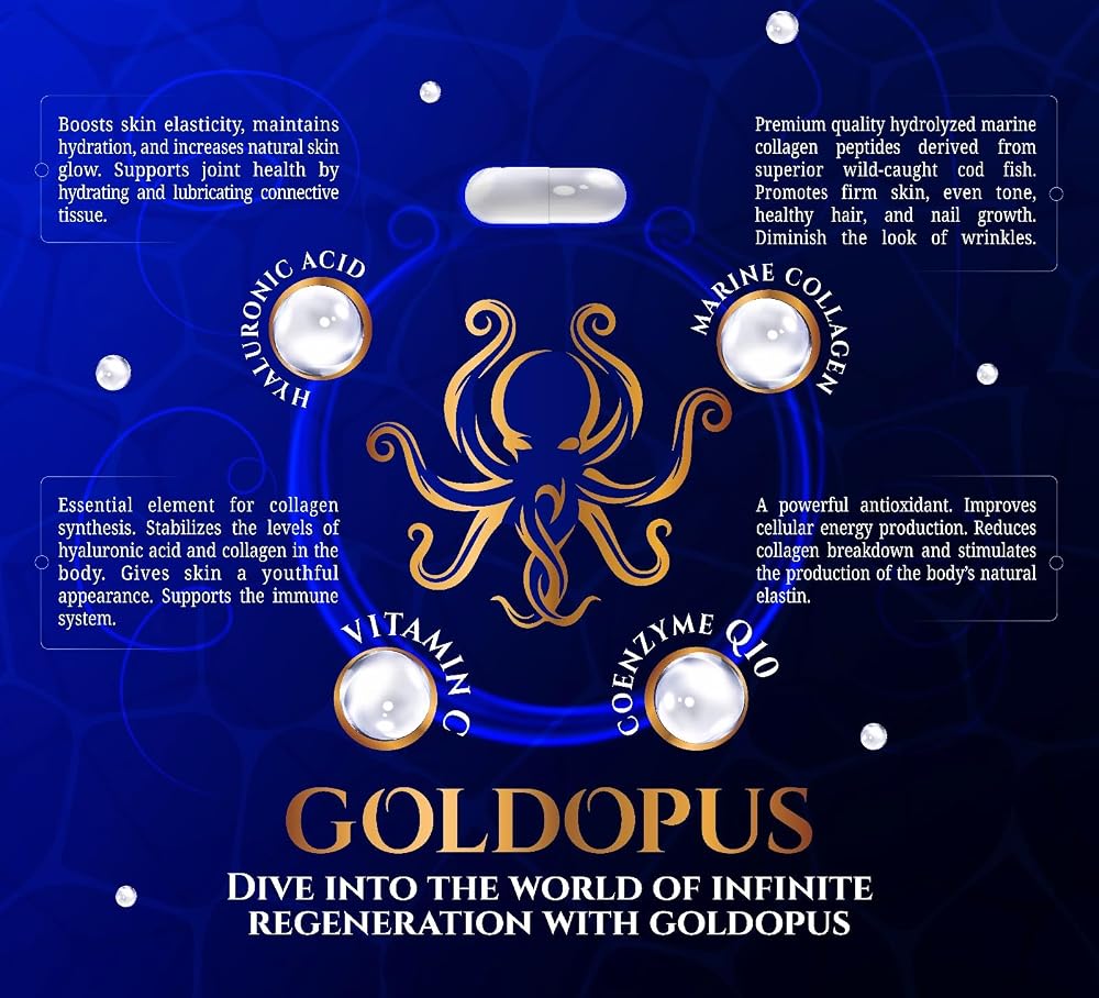 GOLDOPUS Marine Collagen Peptides with Hyaluronic Acid - 90 Capsules - image 5