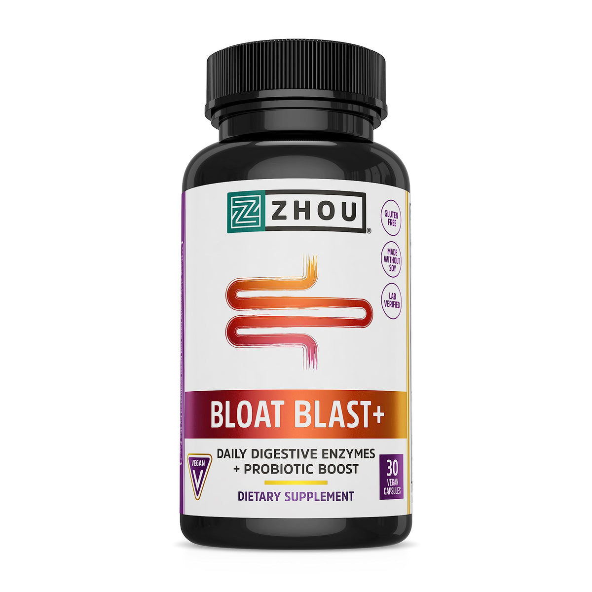Zhou Nutrition Bloat Blast+ Digestive Enzymes - 30 Veggie Capsules