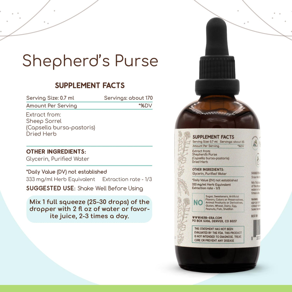 HerbEra Shepherd's Purse Alcohol-Free Herbal Extract Tincture