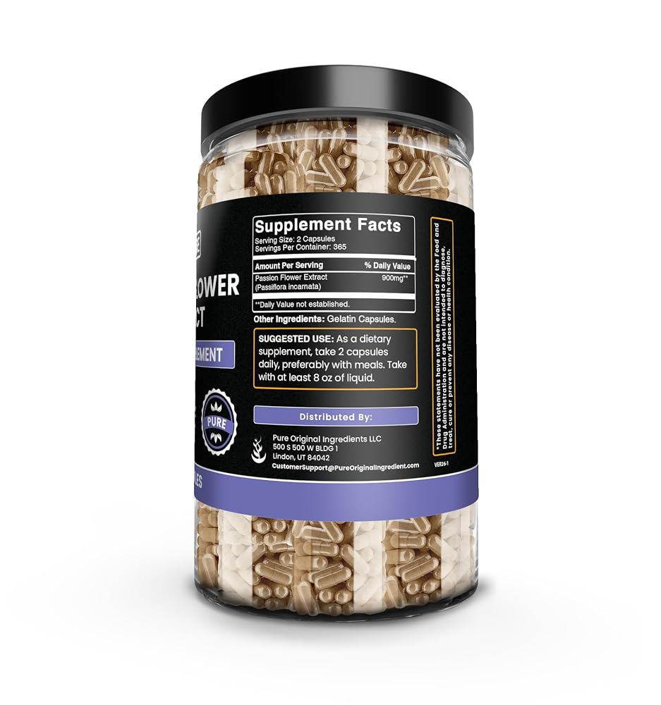 PURE ORIGINAL INGREDIENTS Passion Flower Extract - 730 Capsules - image 2