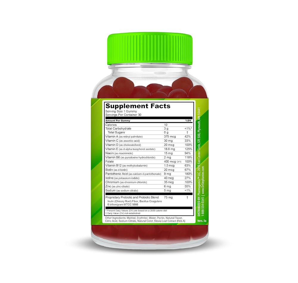 Dr. Stephanie's Multivitamin Gummies Sugar-Free with Prebiotics - 30 Count - image 5