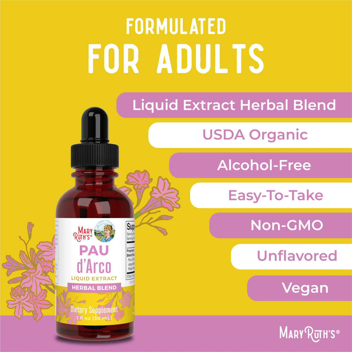 MARYRUTH'S Organic Pau D'Arco Herbal Blend Tincture - 1 Fl Oz - image 3